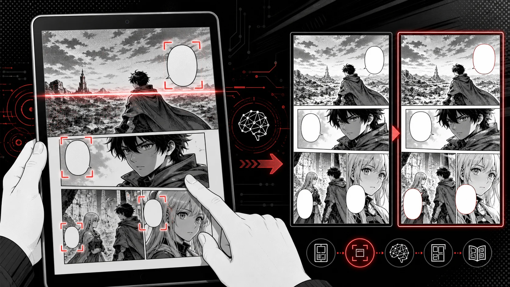 Manga image translator OCR workflow on a tablet