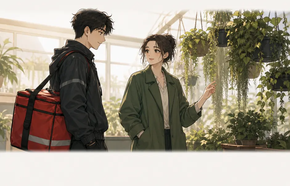 Middle crop from the greenhouse webtoon showing a complete conversation beat