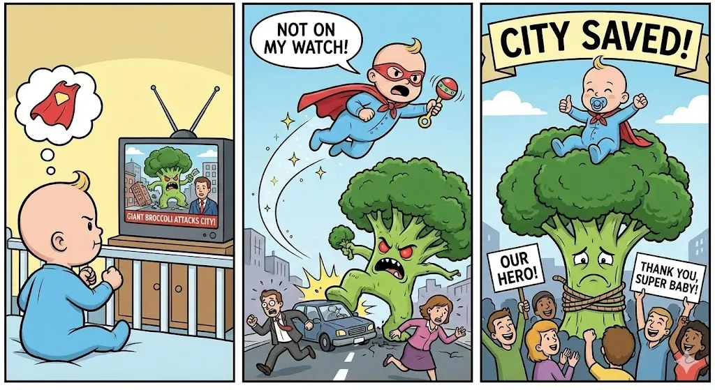 Baby vs. Broccoli, published Nano Banana example